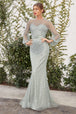 Vestido de iris de manga larga y brote perla de A&L A0997