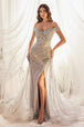 Vestido de sirena plateada con cola de A&L A1182