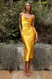 Vestido midi de satén entallado de Ladivine BD103
