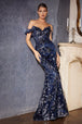 Vestido off shoulder con corte sirena y detalle floral CB074 de Ladivine