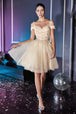 Vestido de cóctel de encaje fuera del hombro CD0132 de Ladivine