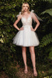 Vestido de tul corto de corte Linea-A CD0174 de Ladivine