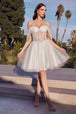 Vestido corto con detalle de manga CD0211 de Ladivine