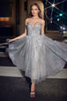 Vestido de brillantes sin tirantes de Ladivine CD871