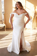 Vestido talla grande sirena plisado con mangas anudadas en jersey de lujo de Ladivine CD944WC