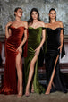 Velvet de estiramiento de lujo fuera del vestido de hombro CD956 de Ladivine
