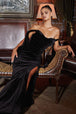 Velvet de estiramiento de lujo fuera del vestido de hombro CD956 de Ladivine