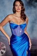 Vestido corsé de satén sin tirantes de Ladivine CDS423