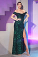 Vestido de lentejuelas ruchas  hombro descubierto CH144