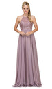 Vestido de noche con escote halter plisado y transparencias Dancing Queen 2009