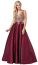 Vestido de novia de satén con cuerpo de encaje y adornos dorados Dancing Queen 2533