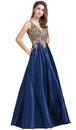 Vestido de novia de satén con cuerpo de encaje y adornos dorados Dancing Queen 2533