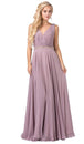 Vestido de noche con escote en V y cinturón de pedrería Dancing Queen 2588