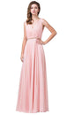 Vestido de noche con escote en V y cinturón de pedrería Dancing Queen 2588