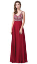 Vestido sin mangas con escote en V y pedrería Dancing Queen 2669