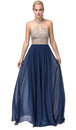 Vestido largo con escote halter y abalorios Dancing Queen 2838
