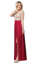 Vestido Manga Larga Cuello en V Adornado con Cuentas Dancing Queen 2839