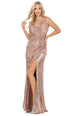 Vestido de fiesta ajustado con lentejuelas y cuello en V sin mangas Dancing Queen 2907