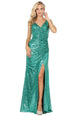 Vestido de fiesta ajustado con lentejuelas y cuello en V sin mangas Dancing Queen 2907