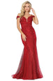 Vestido de fiesta de lentejuelas y encaje con cuello en V y hombros descubiertos Dancing Queen 2995