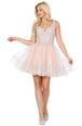 Vestido de cóctel sin mangas con cuello en V y apliques de encaje Dancing Queen 3237