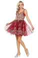 Vestido de cóctel sin mangas con cuello en V y apliques de encaje Dancing Queen 3237
