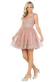 Vestido de cóctel sin mangas con cuello en V y apliques de encaje Dancing Queen 3237