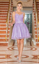 Vestido Corto A-Line con Purpurina Dancing Queen 3289