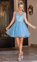 Vestido de cóctel de tul bordado con cuello en V Dancing Queen 3303