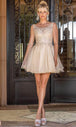 Vestido de cóctel línea A con escote redondo bordado Dancing Queen 3304