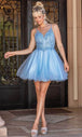 Cuello en V rizado A-Line Vestido de Cóctel Dancing Queen 3308