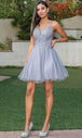 Cuello en V rizado A-Line Vestido de Cóctel Dancing Queen 3308
