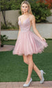 Vestido de cóctel con escote en V y transparencias laterales Dancing Queen 3314