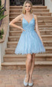 Vestido de Cóctel de Tul con Cuello en V y Apliques Dancing Queen 3316