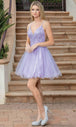Vestido de Cóctel de Tul con Cuello en V y Apliques Dancing Queen 3316