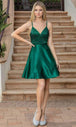 Vestido de Cóctel de Satén con Cuello en V Adornado Dancing Queen 3318
