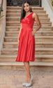 Vestido largo hasta el té con detalle plisado y sin mangas Dancing Queen 3323A