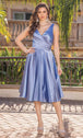 Vestido largo hasta el té con detalle plisado y sin mangas Dancing Queen 3323A
