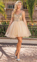 Vestido de cóctel en línea A con cuentas rizadas Dancing Queen 3337