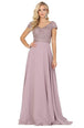 Vestido de manga corta de gasa con cuerpo de cuentas Dancing Queen 4015