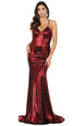Vestido de sirena metálico con tirantes de espagueti Dancing Queen 4073