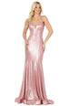 Vestido de sirena metálico con tirantes de espagueti Dancing Queen 4073