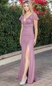 Vestido Formal Cuello en V con Purpurina Dancing Queen 4279A