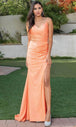 Ruched satén vestido de fiesta con hendidura Dancing Queen 4288
