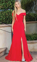 Vestido de fiesta con hombros descubiertos y corte en A Dancing Queen 4289