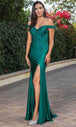 Vestido largo con apliques florales sin hombros Dancing Queen 4291