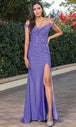 Vestido largo con apliques florales sin hombros Dancing Queen 4291