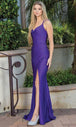 Vestido de fiesta drapeado con abertura alta Dancing Queen 4305