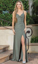 Vestido de fiesta drapeado con abertura alta Dancing Queen 4305