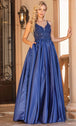 Vestido de fiesta con apliques de encaje y cuello en V Dancing Queen 4326